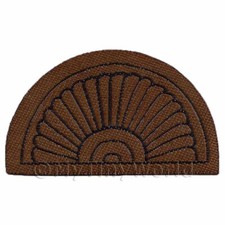 Maison de Poupées Miniature 65mm Demi Lune Marron Orné Welcome (Bienvenue) Tapis