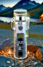 BRIQUET ARC  LAMPE DE POCHE 3 NIVEAUX  BOUSSOLE CHARGE USB - IDEE KDO GRIS NOIR