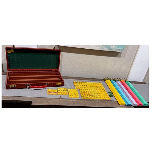 Vtg cardinal mah jongg - set, red