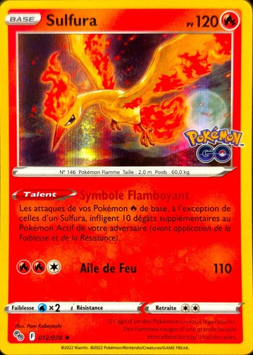 Carte pokémon sulfura 78 - carte,