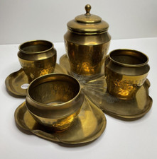 Ensemble de petits pots / tasses avec plateau fleur, nécessaire de fumeur