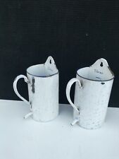 2 Anciens Pichet Mural En Émail, Broc De Lavement, Vintage, Boutique " Toudeco "