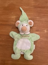 Doudou CMP Eveil et Tendresse Marionnette Souris Vert et  Blanc Natoudou Bonnet