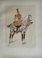 GRAVURE " CROQUIS DE CAVALERIE " L. VALLET 1893 TIMBALIER DES CUIRASSIERS RUSSIE
