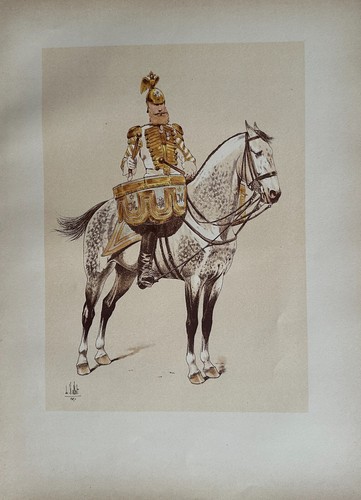 Gravure croquis de - de, cavalerie