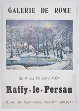 [AFFICHE D'ART] RAFFY LE PERSAN : Place de nuit enneigée #de Rome #Paris, 1974