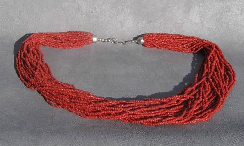 Collier perles corail rouge - collier,