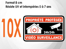 10 autocollants (8CM) panneau Propriété Alarme sous vidéo surveillance (M061)