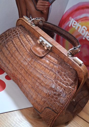 Sac vintage cuir crocodile