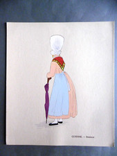 GUYENNE BORDEAUX planche au POCHOIR / Aline KEIM costume régional 1930 Gironde