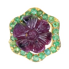925 Bague en Argent Rubis