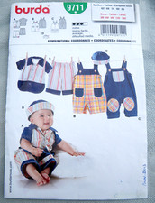Patron BURDA n° 9711 - Salopette Chemise Bob Coordonnés - 3m 6m 9m 12m 18m