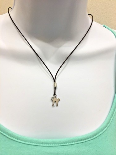 Stainless steel cat charm - stainless,