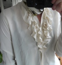 Chemisier INES DE LA FRESSANGE M ( 40 env.) jabot manches longues beige mastic