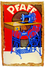 Vintage Porcelaine Émail PFAFF Machine à Coudre Publicité Signe Allemagne 36x2