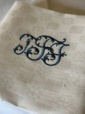 6 serviettes anciennes 1930 tissu Damas damier broderie monogramme 3 lettres