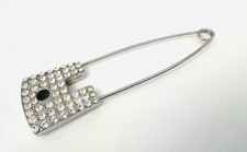 Broche XXL épingle à nourrice cristaux de Swarovski blancs SONIA RYKIEL 1990s