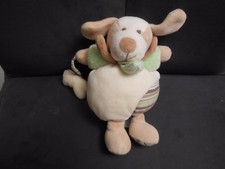 264/ DOUDOU ET COMPAGNIE chien beige vert + os 18 cm