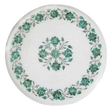 12 " Malachite Demi Précieux Pierres Marbre Fin Côté Table Top Maison Décorative