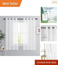 PONY DANCE Rideaux Voilages Blancs 140x160 cm - Lot de 2 à Oeillets Romantiques