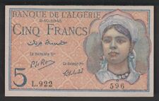 ALGERIE : 5 FRANCS DU 2-10-1944 SPL - P.94b