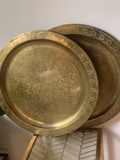 Paire De Grands Plateaux  De Table - Marocain - Vintage - 54 cm