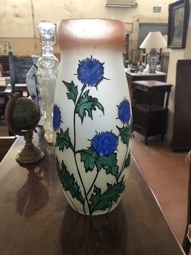 Vase verre émaillé art - en,