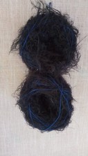 Lot de 2 Pelotes Fantaisie aspect poilu (Noir et Bleu) - (140g)