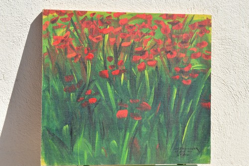 Champ coquelicots huile - ",