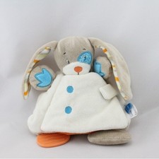 Doudou livre lapin beige blanc