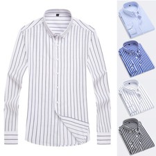 Chemise Rayée À Manches Longues Pour Homme Coupe Slim Boutonnée Pour Le /