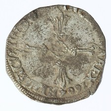 Monnaie France 1/4 écu croix feuillue de face Henri IV Argent 1604 Rennes