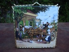 Beautiful Royal Mosa Holland 6" x 6" Painted Ceramic Tile with Gold Frame #507