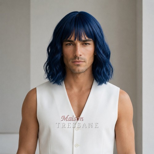 Perruque homme bleu carré - homme,