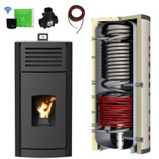 Granulés / Chaudière à Pellets 24 Kw Noir + Hygiene-Pufferspeicher Chauffage