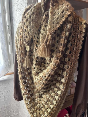 Châle fait main crochet - châle,