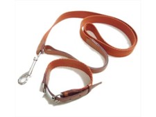 Ensemble collier pour chien HERMES en toile orange 30 cm et laisse 117 cm tai...