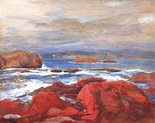 Tableau encadré paysage midi peintre marine roches rouges Agay Eugène GILLOT