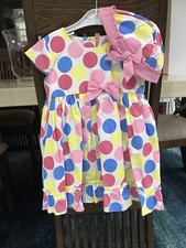 Robe fille rose sucre tacheté avec chapeau nœud, âge 12-18m / 18-24m