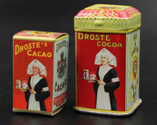Ancien Tres Rare Boîte Tôle Échantillon Publicitaire Cacao Droste Avec Carton