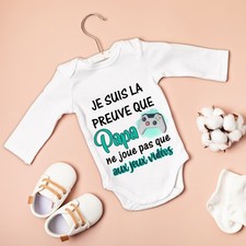Body bébé ou tee-shirt personnalisé preuve que papa modèle jeux vidéos