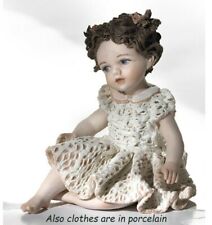 Petite Statue En Porcelaine Capodimonte Figurine Petite Fille Enfance Bibelot De