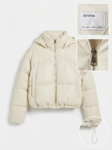 Doudoune courte effet - , cuir