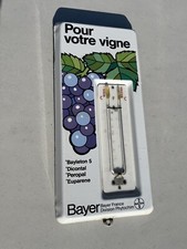 thermomètre Ancien publicitaire émaillé BAYER Pour Votre Vigne Vintage Vin