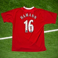 Maillot Liverpool Domicile 2002/04 Reebok Jersey Hamann #16 - Homme Large Vin...