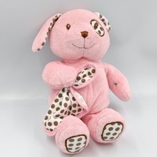 Doudou chien rose blanc pois marrons mouchoir TOYS R US - 35853