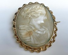 ANCIEN Broche Camée femme Grecque Coquille  Antique Shell Cameo