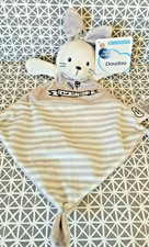 Doudou plat lapin gris blanc