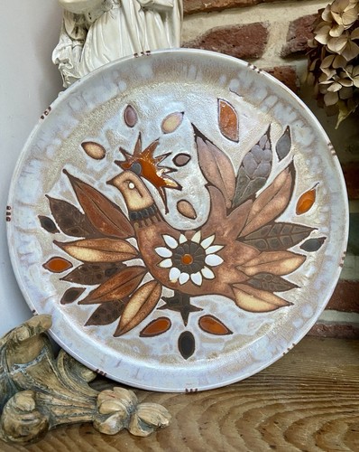 Plat vintage coq oiseau - vintage,