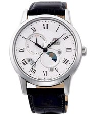Montre analogique Orient Sun & Moon RAAKO008S30B, bracelet en cuir noir, 42,5 mm